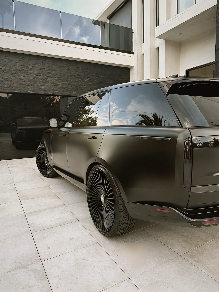 Matte black Range Rover at a private residence