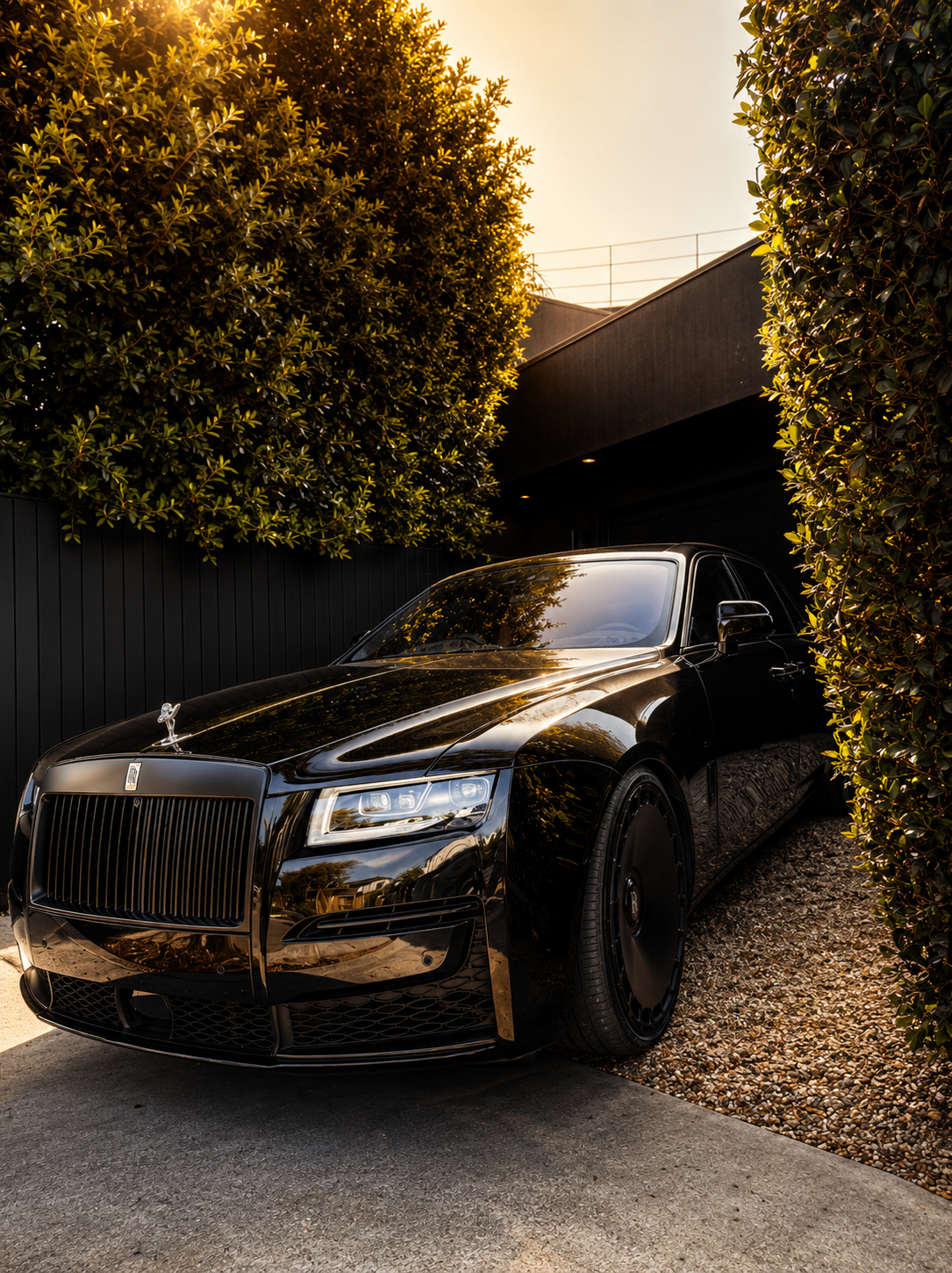 Rolls-Royce Ghost in golden hour light